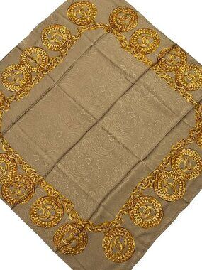 CHANEL Brown Gold Scarf
